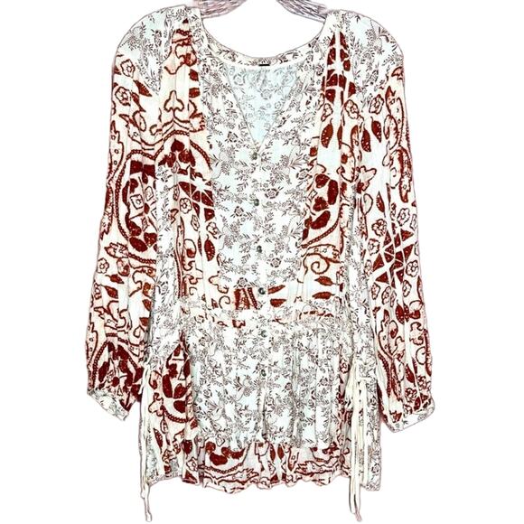 Free People Henna & Floral Design Tunic Top - Picture 1 of 12
